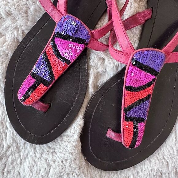 DVF Diane Von Furstenberg Sequin Embellished Ankle Strap Sandals Pink Purple 5.5 - Picture 8 of 14